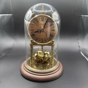 SLOAN German Vintage Anniversary Clock Quartz w Glass Dome battery operated
